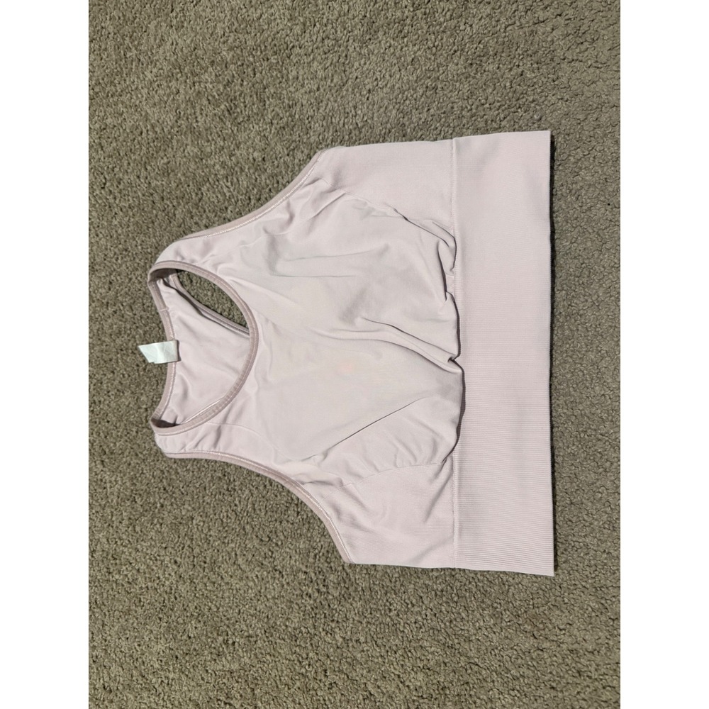 Lululemon Energy Bra High Neck Longline Ribbed Lavender Pink Sports Bra Crop Top
